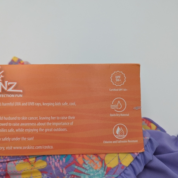 UV Skinz Kids 3-Piece Swimwear Set Tropical Purple UPF 50+ Girls 3T Floral NWT - Picture 4 of 6